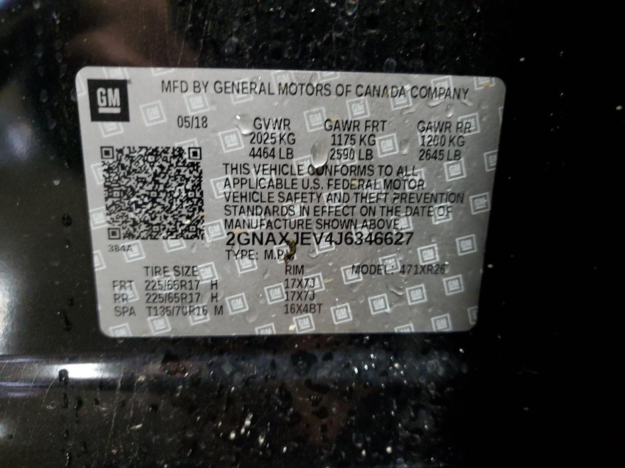 2018 Chevrolet Equinox Lt VIN: 2GNAXJEV4J6346627 Lot: 85585515