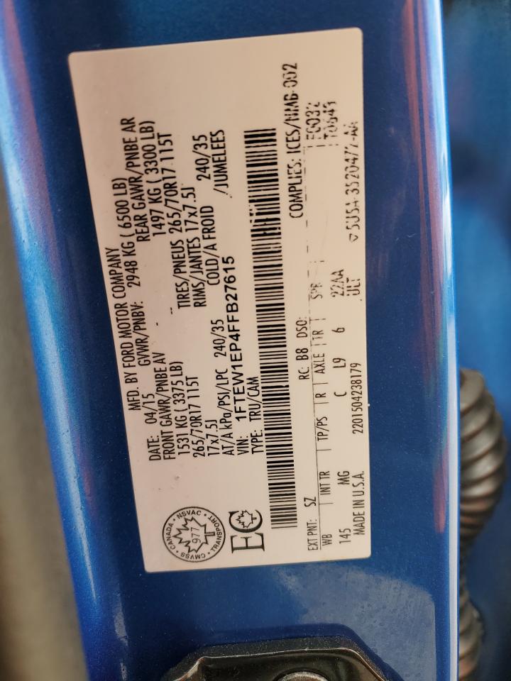 2015 Ford F150 Supercrew VIN: 1FTEW1EP4FFB27615 Lot: 80987745