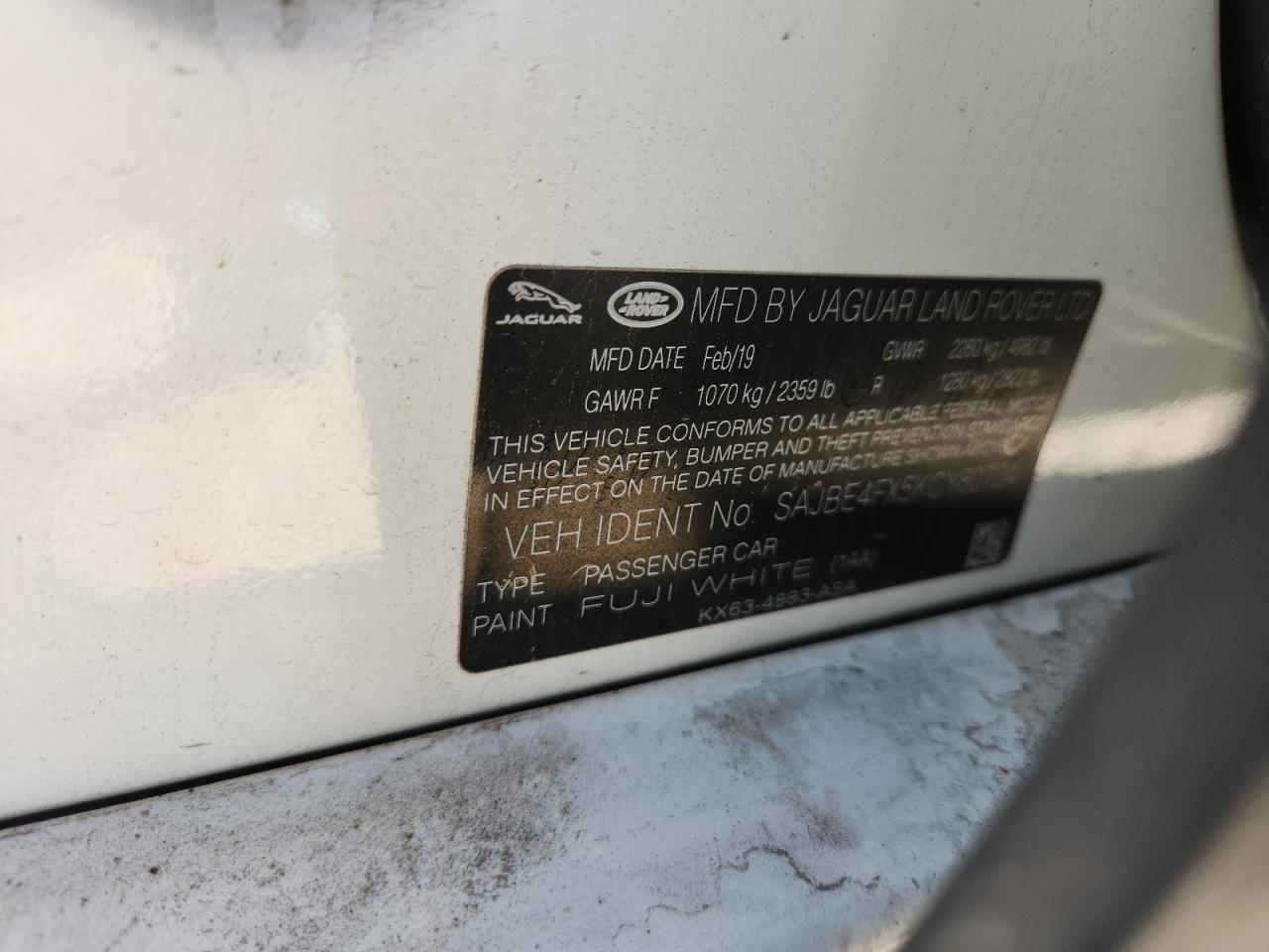 2019 Jaguar Xf Prestige VIN: SAJBE4FX5KCY80704 Lot: 87419225