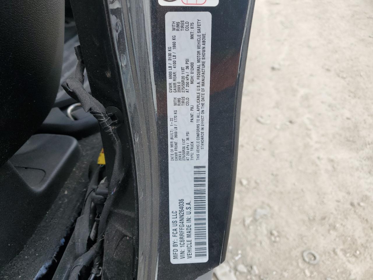 2022 Ram 1500 Big Horn/Lone Star VIN: 1C6RRFFG4NN264036 Lot: 85517125