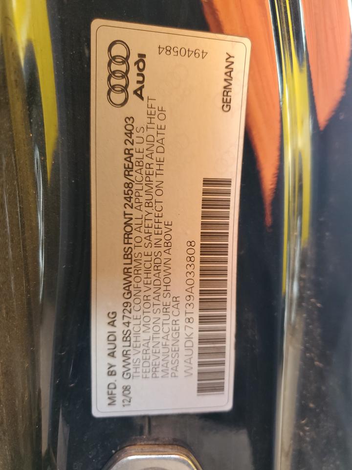 2009 Audi A5 Quattro VIN: WAUDK78T39A033808 Lot: 86268115
