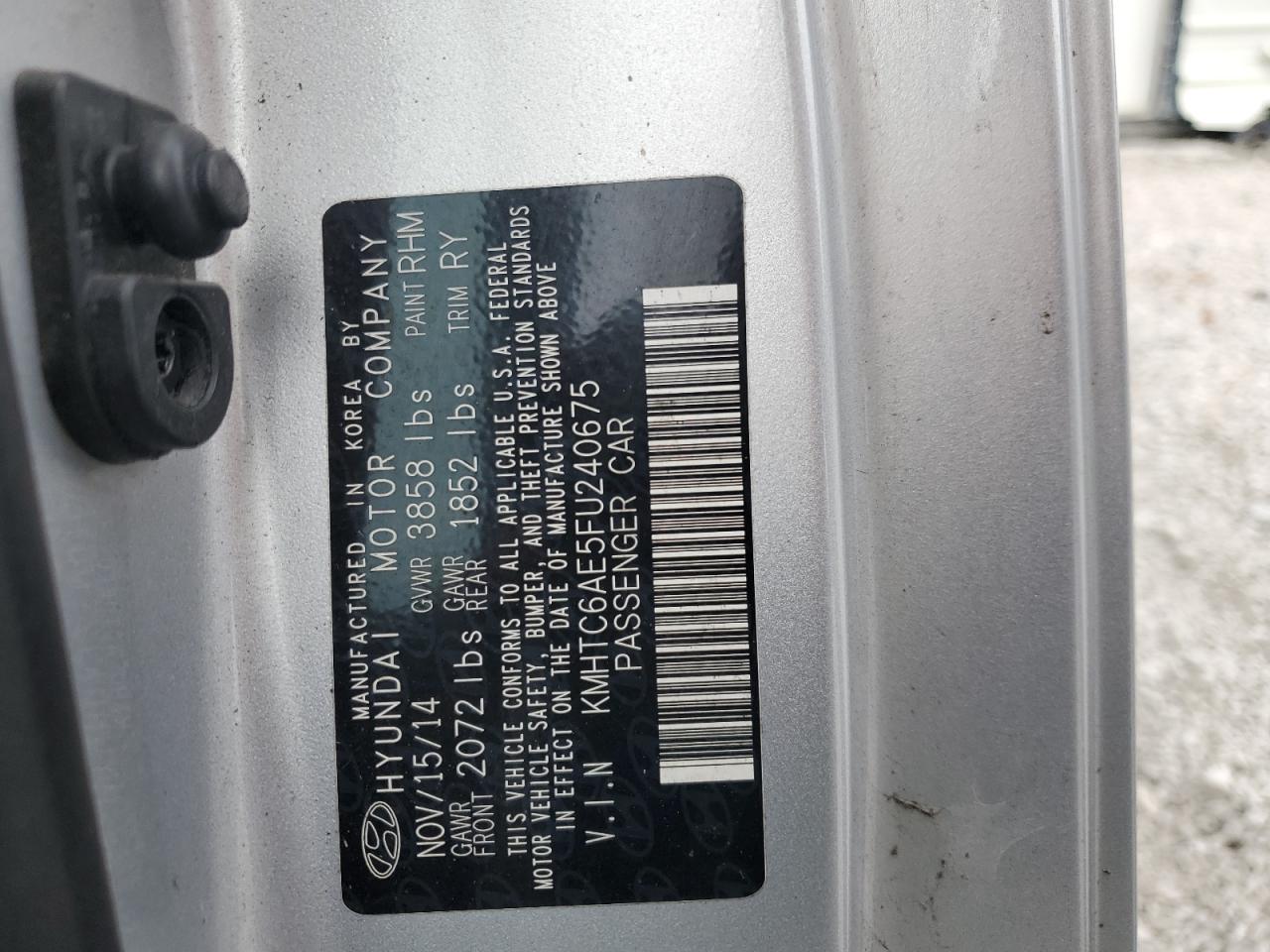 2015 Hyundai Veloster Turbo VIN: KMHTC6AE5FU240675 Lot: 90251105