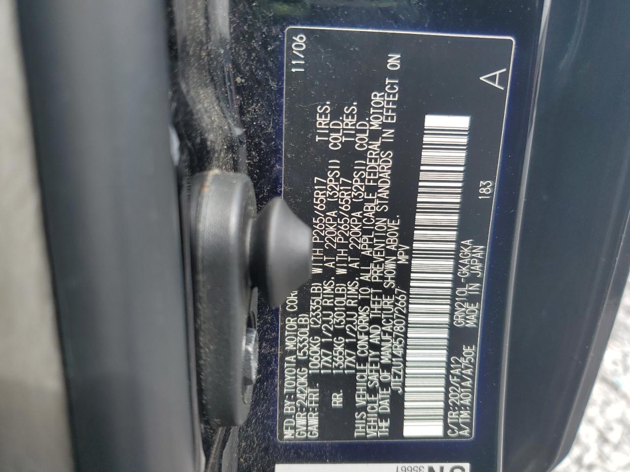 2007 Toyota 4Runner Sr5 VIN: JTEZU14R578072667 Lot: 86431285