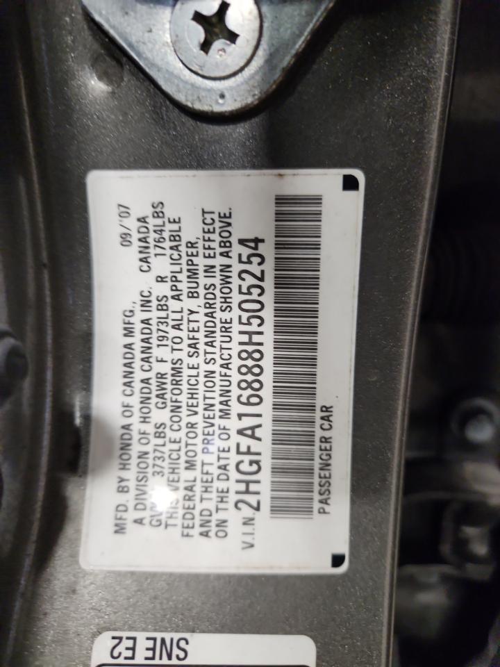 2008 Honda Civic Ex VIN: 2HGFA16888H505254 Lot: 90301195