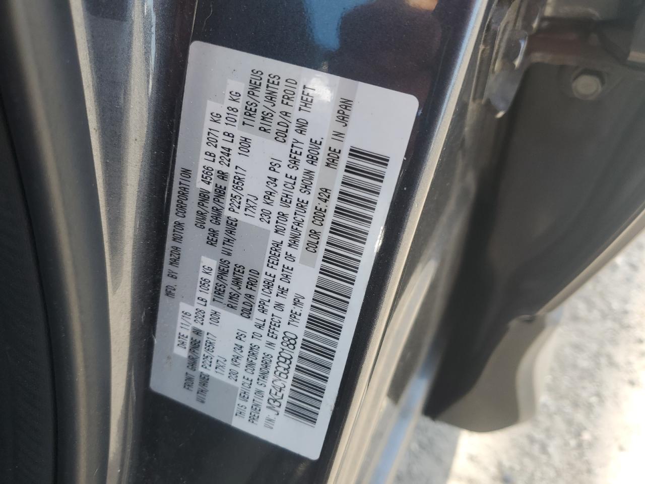 2016 Mazda Cx-5 Touring VIN: JM3KE4CY6G0901880 Lot: 81879215