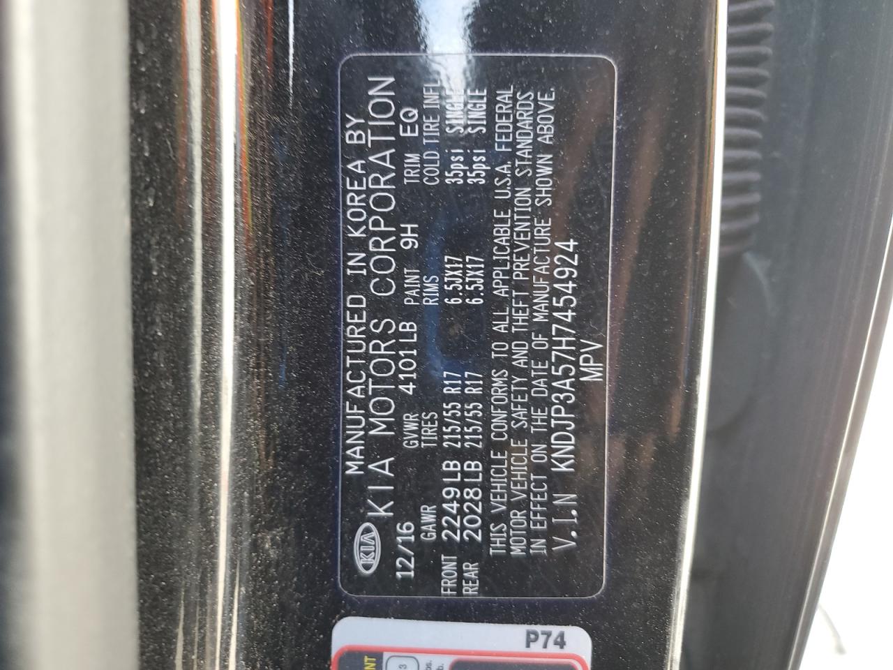 2017 Kia Soul + VIN: KNDJP3A57H7454924 Lot: 84951925