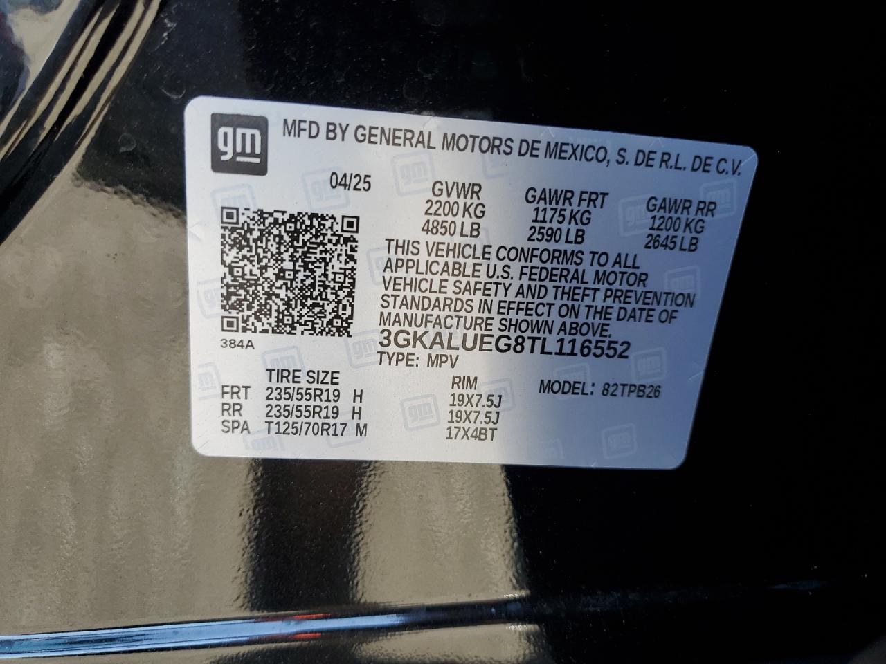 2026 GMC Terrain Elevation VIN: 3GKALUEG8TL116552 Lot: 85346725