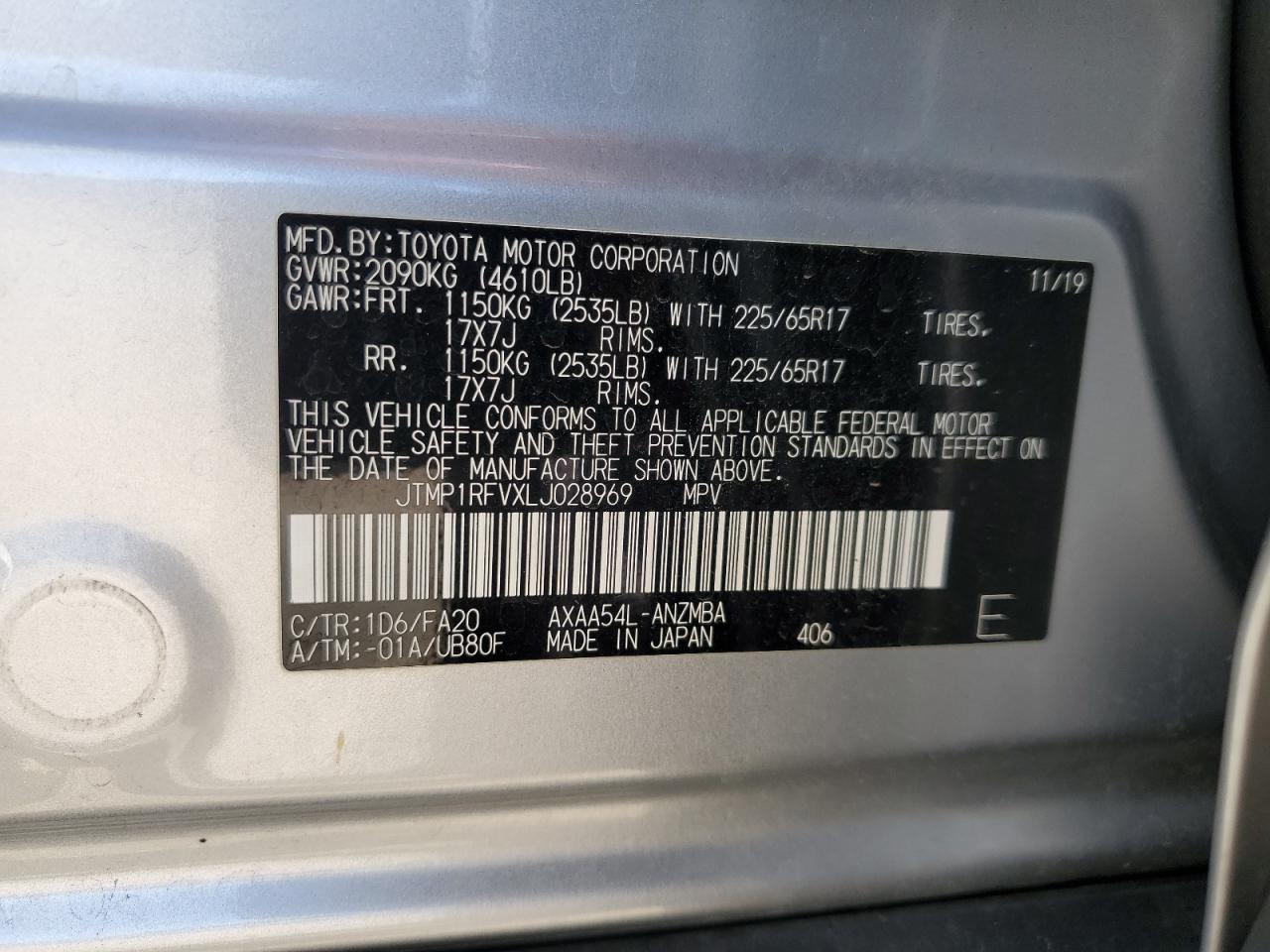 2020 Toyota Rav4 Xle VIN: JTMP1RFVXLJ028969 Lot: 82234175