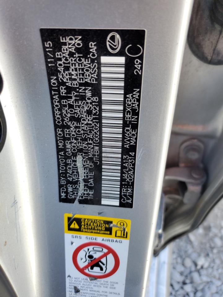 2016 Lexus Es 300H VIN: JTHBW1GG2G2113218 Lot: 90123495