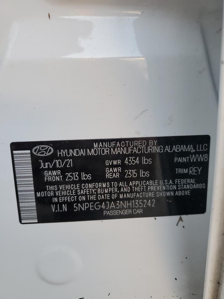 2022 Hyundai Sonata Se VIN: 5NPEG4JA3NH135242 Lot: 87027215