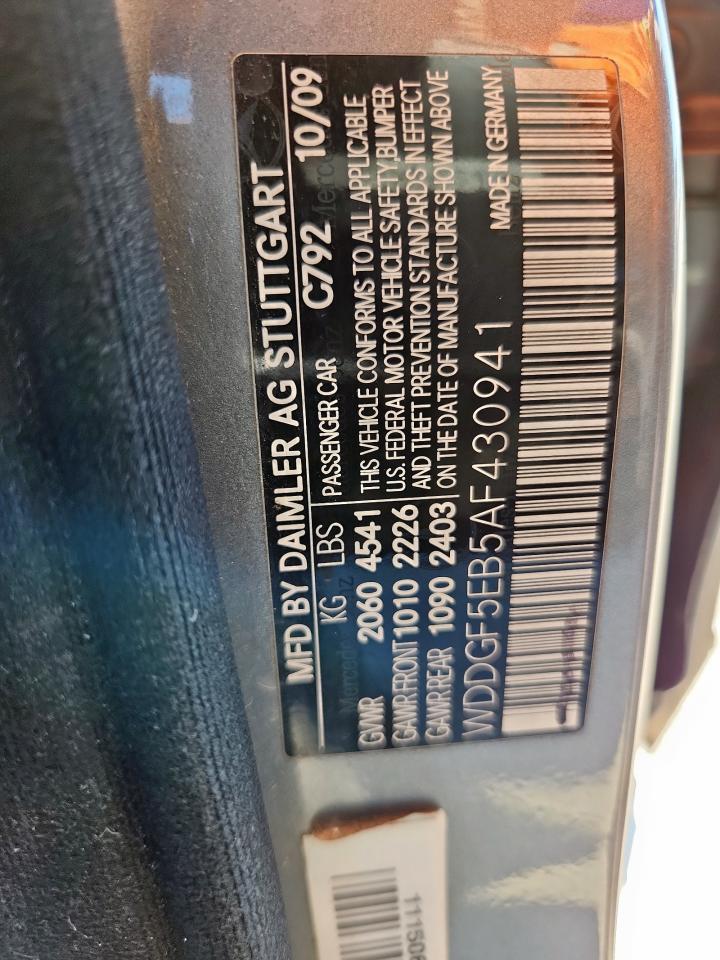 2010 Mercedes-Benz C 300 VIN: WDDGF5EB5AF430941 Lot: 86260525