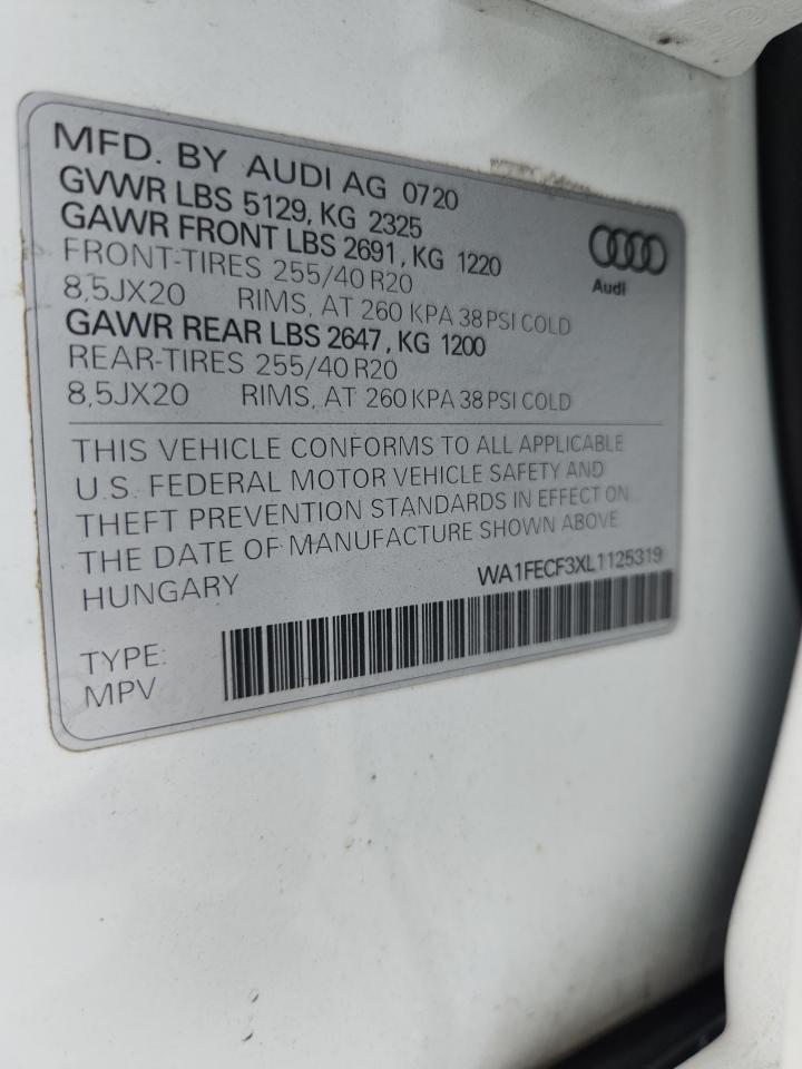 2020 Audi Q3 Prestige S-Line VIN: WA1FECF3XL1125319 Lot: 84787205