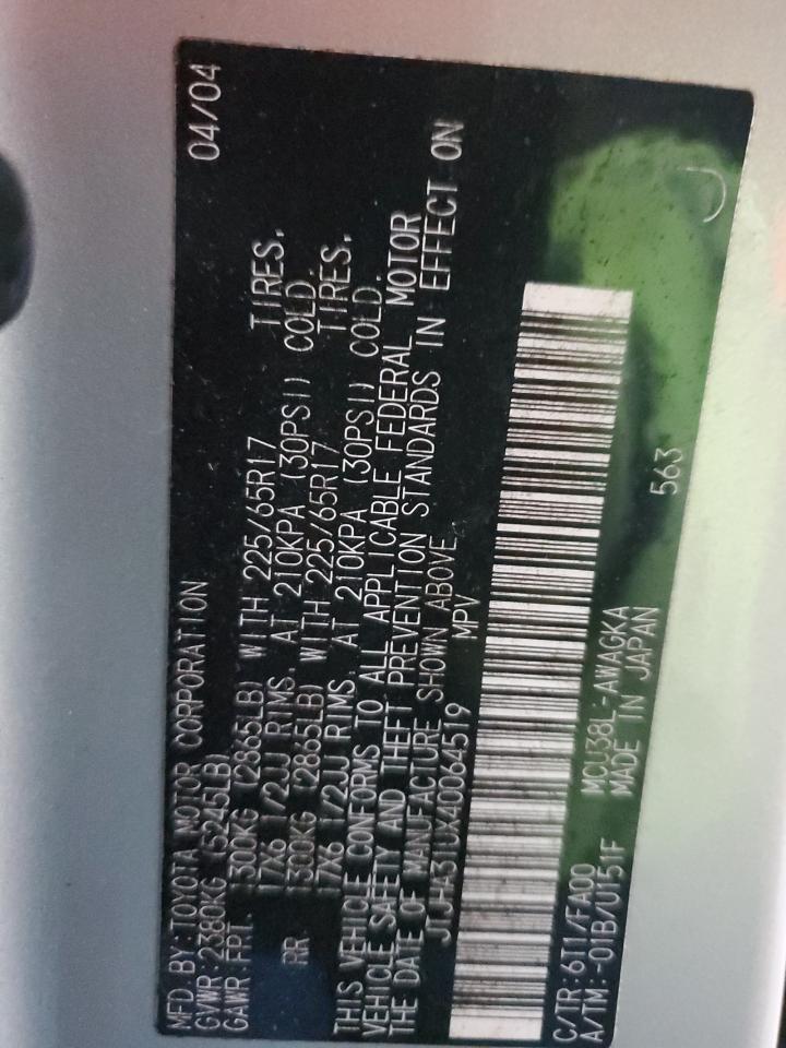 2004 Lexus Rx 330 VIN: JTJHA31UX40064519 Lot: 89779745