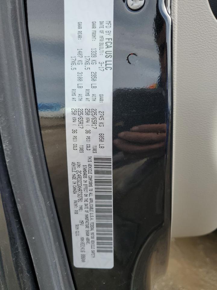 2017 Dodge Grand Caravan Sxt VIN: 2C4RDGCGXHR732781 Lot: 91018695