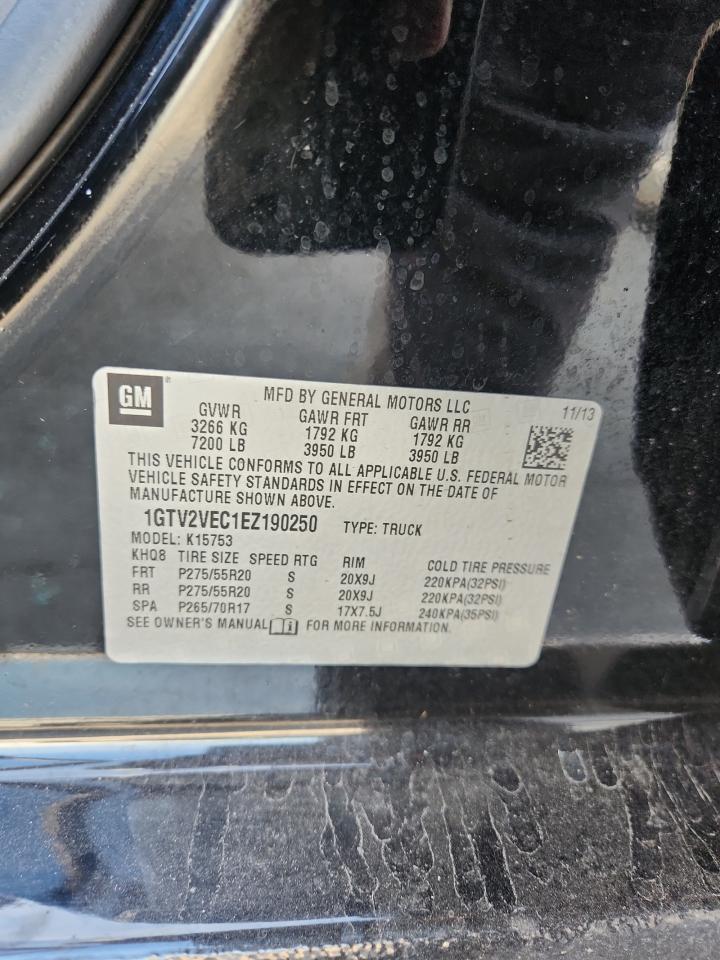 2014 GMC Sierra K1500 Slt VIN: 1GTV2VEC1EZ190250 Lot: 90225675