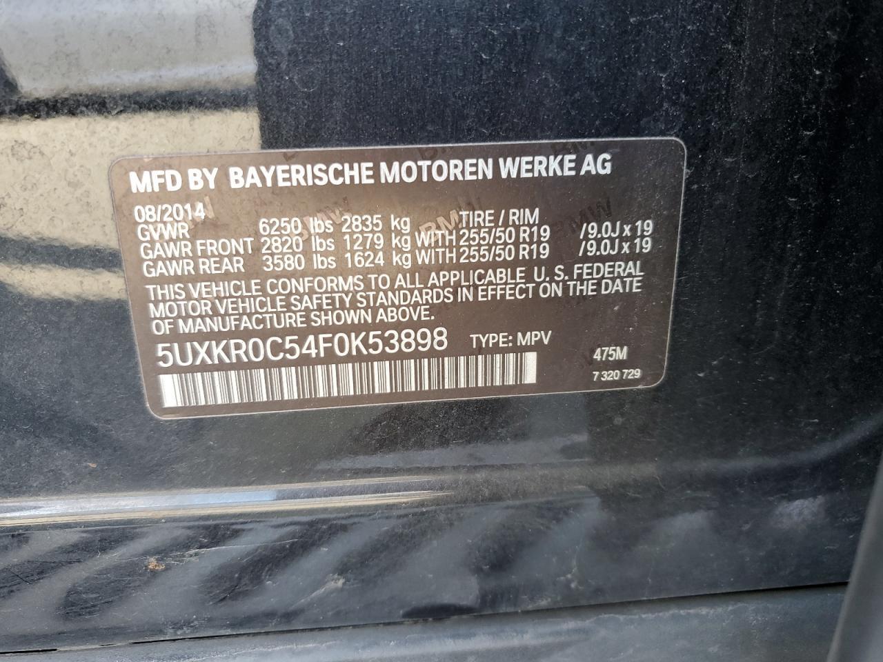 2015 BMW X5 xDrive35I VIN: 5UXKR0C54F0K53898 Lot: 81875245