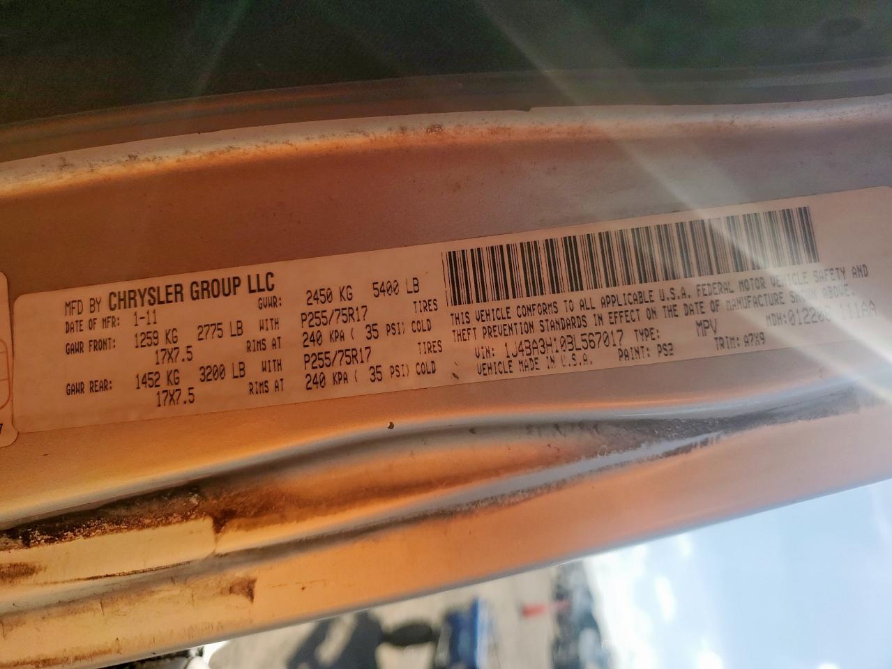 2011 Jeep Wrangler Unlimited Sport VIN: 1J4BA3H10BL567017 Lot: 82216795