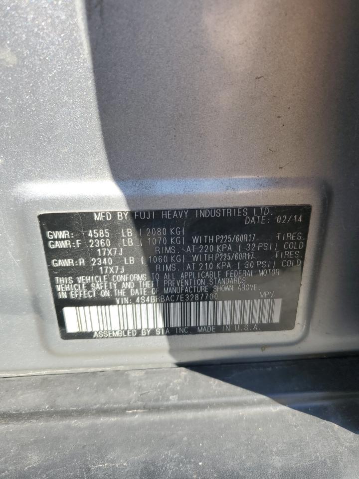 2014 Subaru Outback 2.5I VIN: 4S4BRBAC7E3287700 Lot: 85509055