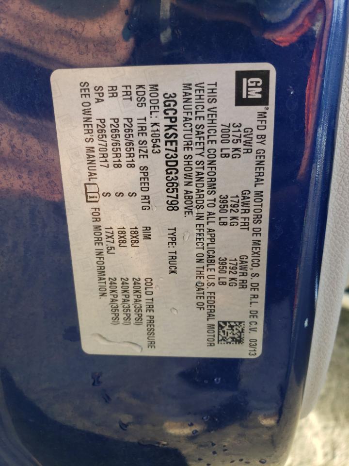 2013 Chevrolet Silverado K1500 Lt VIN: 3GCPKSE73DG365798 Lot: 86590695