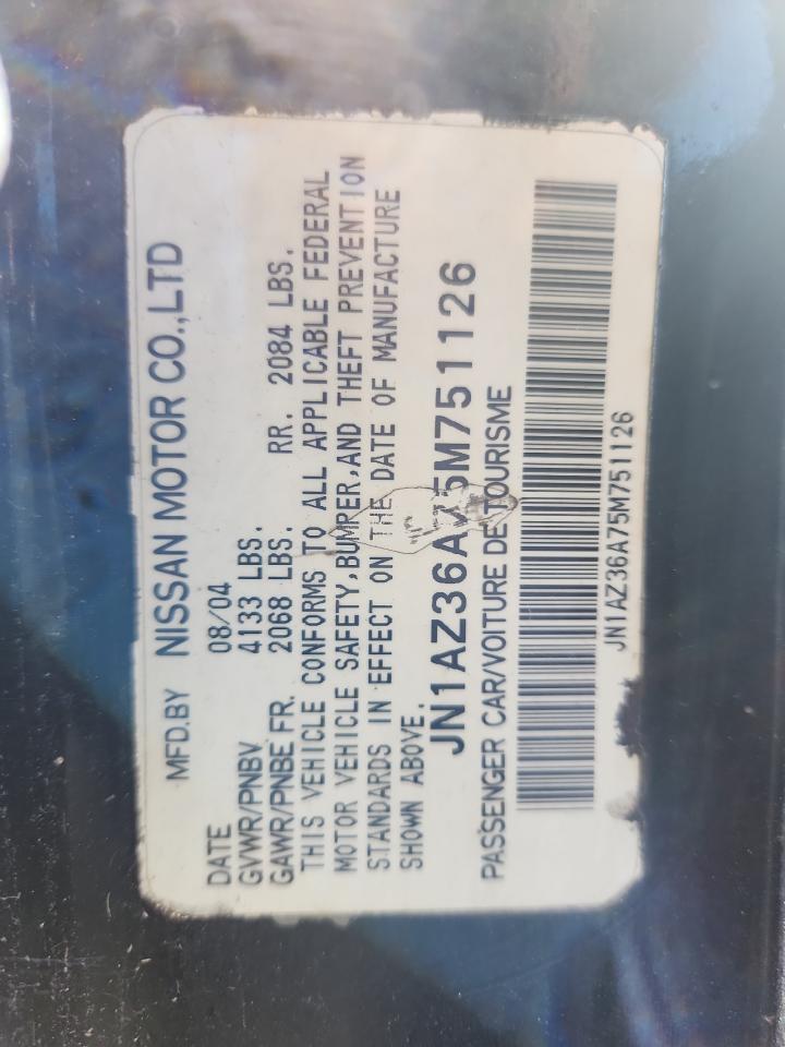 2005 Nissan 350Z Roadster VIN: JN1AZ36A75M751126 Lot: 82385105