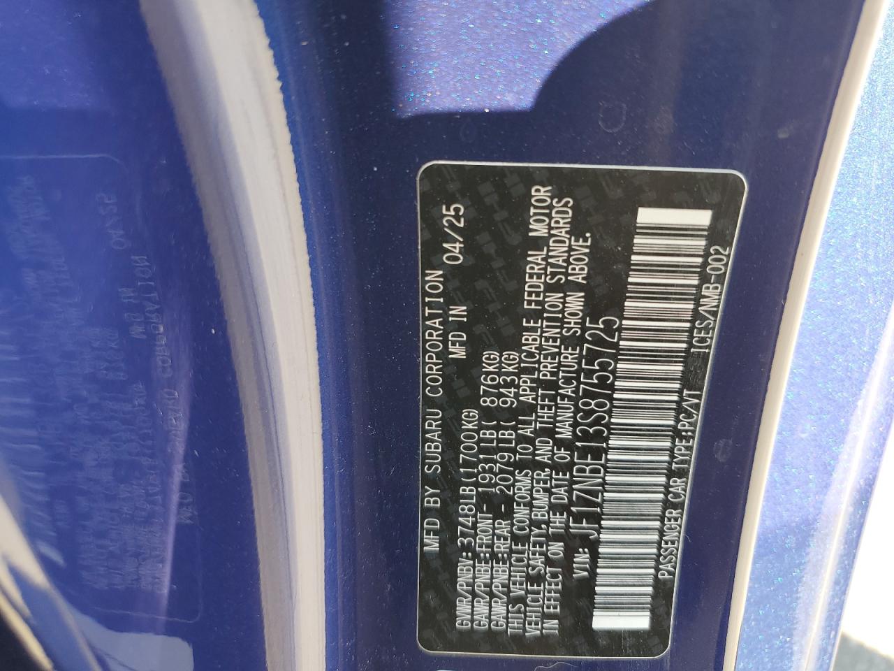 2025 Toyota Gr 86 Premium VIN: JF1ZNBE13S8755725 Lot: 82540165