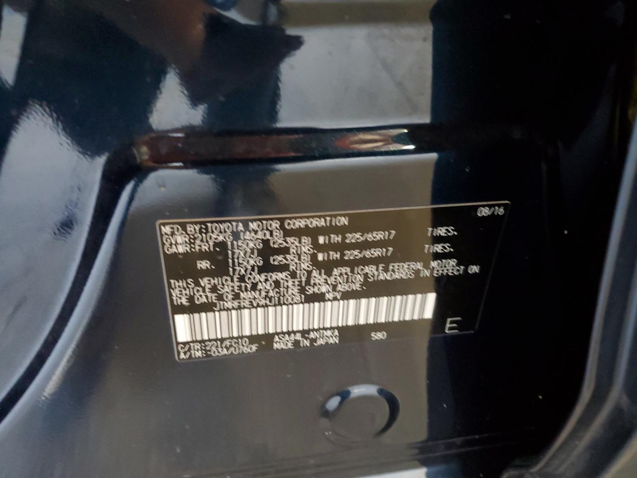 2017 Toyota Rav4 Xle VIN: JTMRFREV9HJ110081 Lot: 85847605