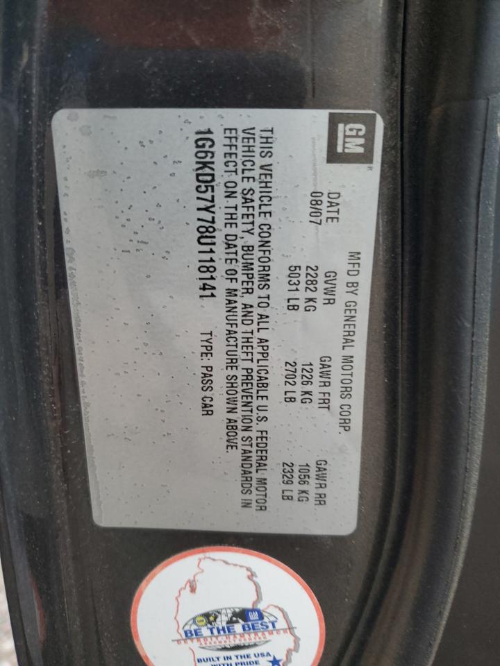 2008 Cadillac Dts VIN: 1G6KD57Y78U118141 Lot: 85365675