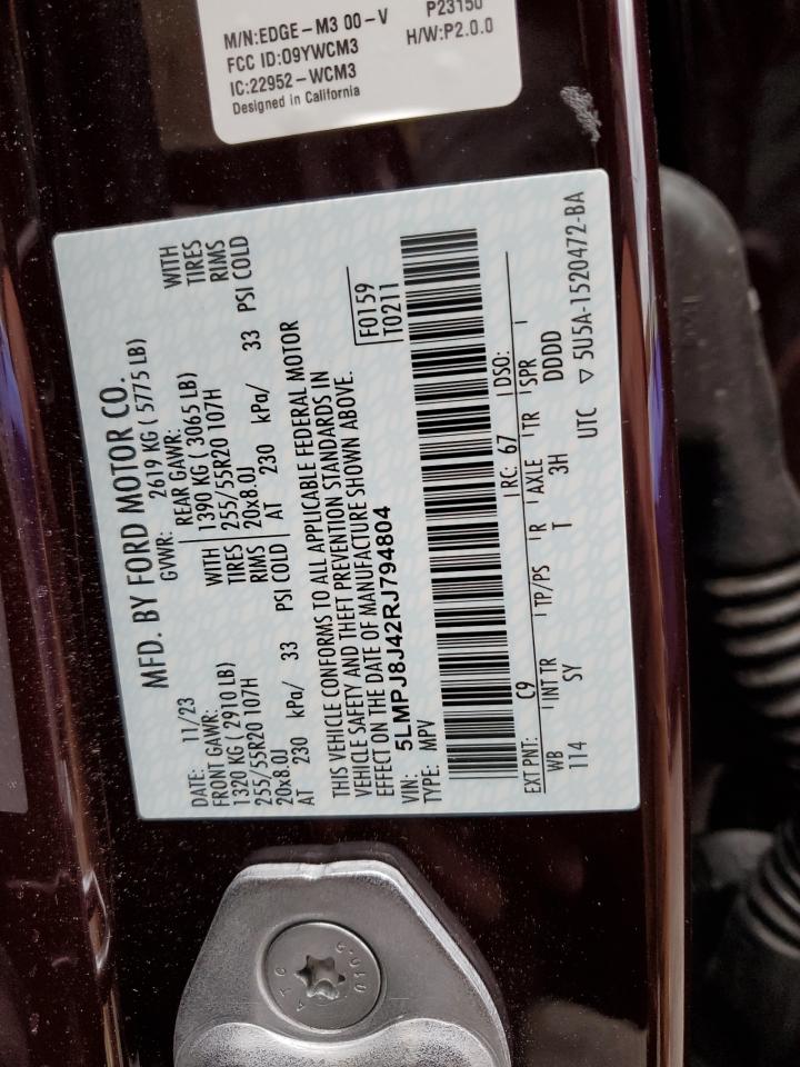 2024 Lincoln Nautilus Premiere VIN: 5LMPJ8J42RJ794804 Lot: 90081135