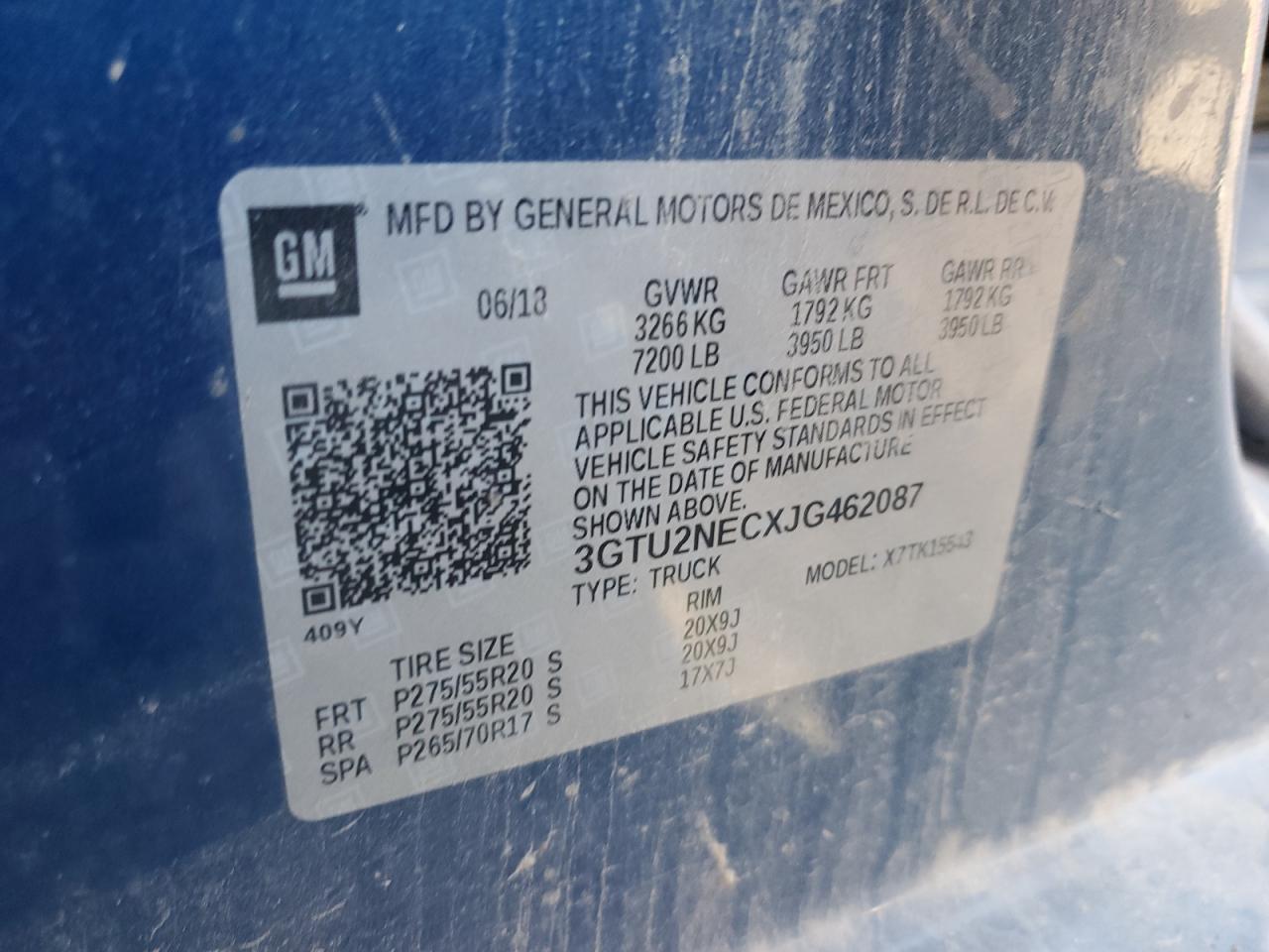 2018 GMC Sierra K1500 Slt VIN: 3GTU2NECXJG462087 Lot: 84990295