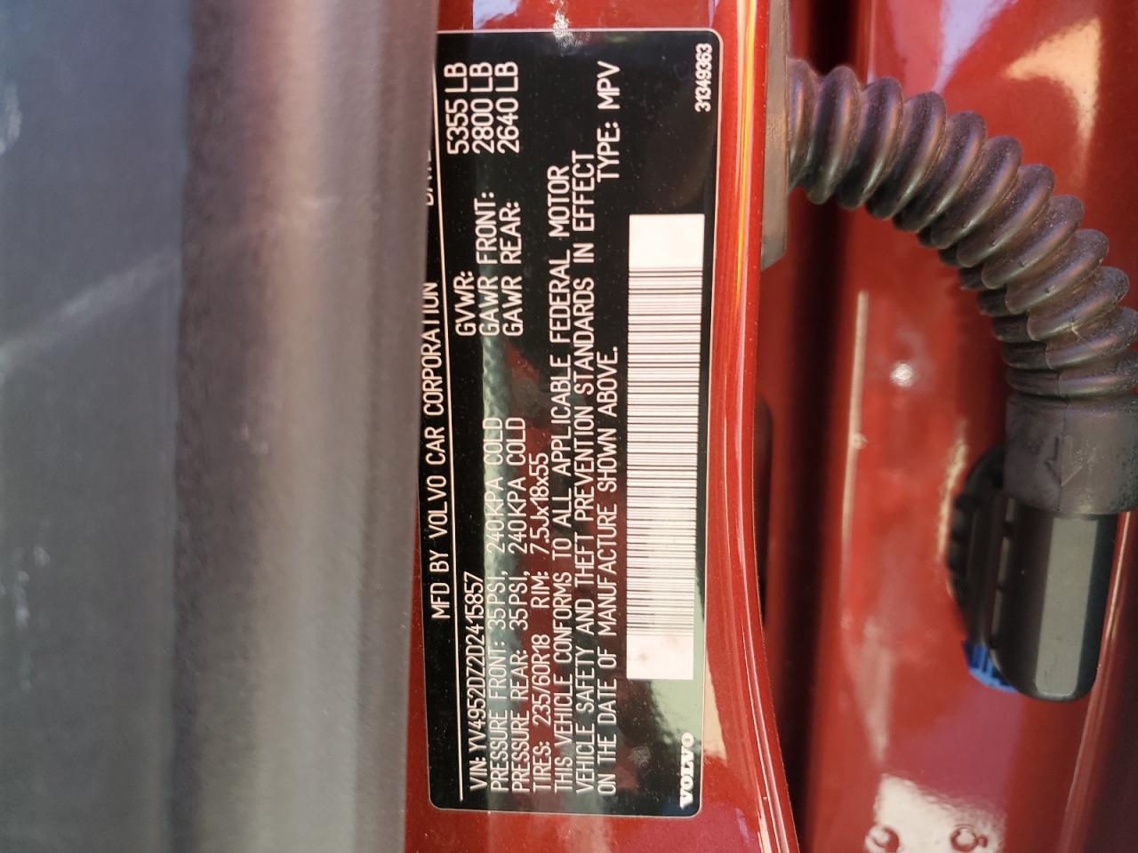 2013 Volvo Xc60 3.2 VIN: YV4952DZ2D2415857 Lot: 86130865