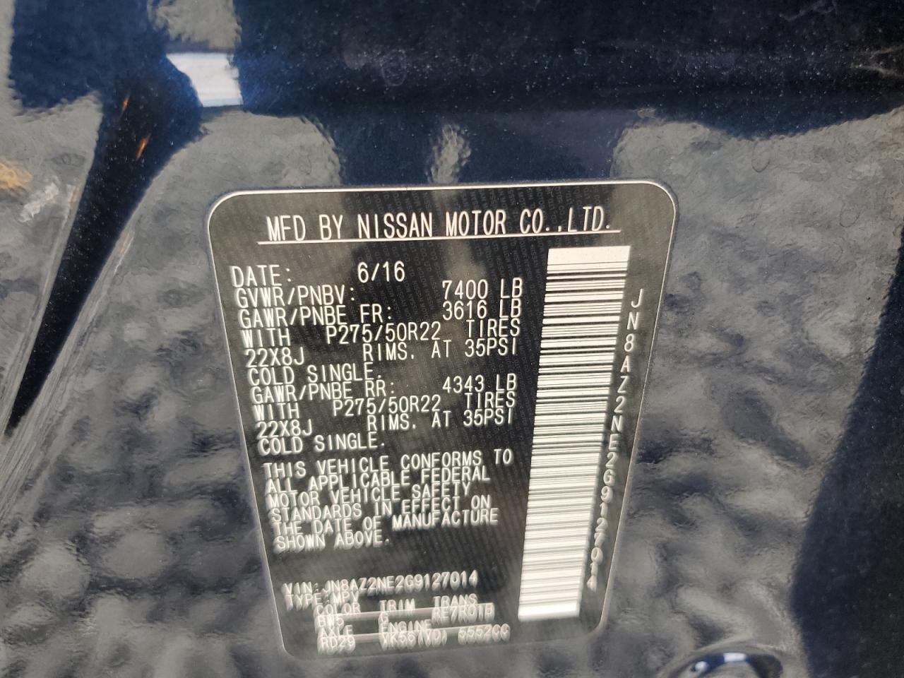 2016 Infiniti Qx80 VIN: JN8AZ2NE2G9127014 Lot: 81922645