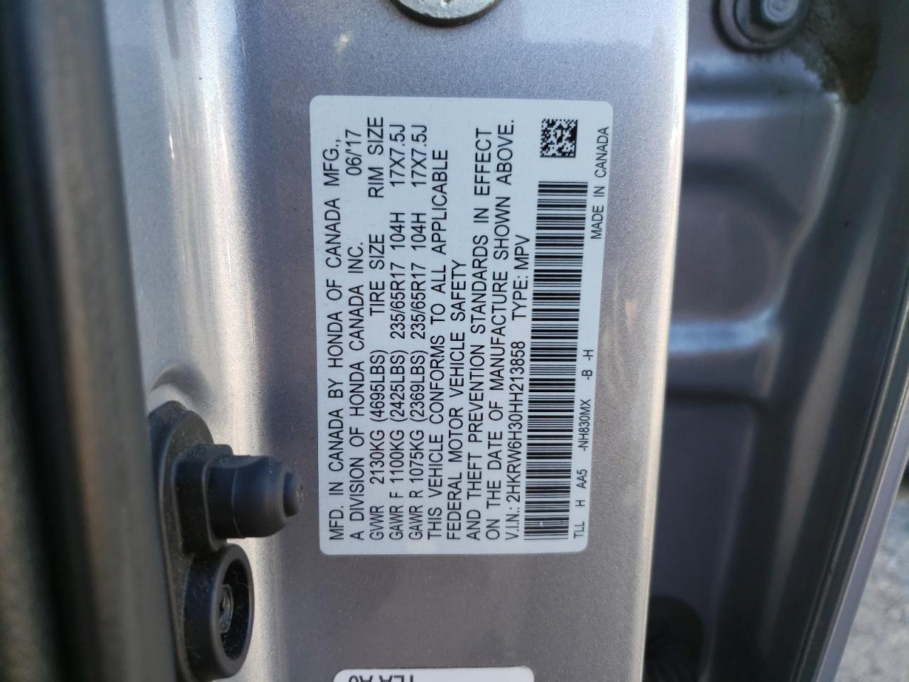 2017 Honda Cr-V Lx VIN: 2HKRW6H30HH213858 Lot: 85137795