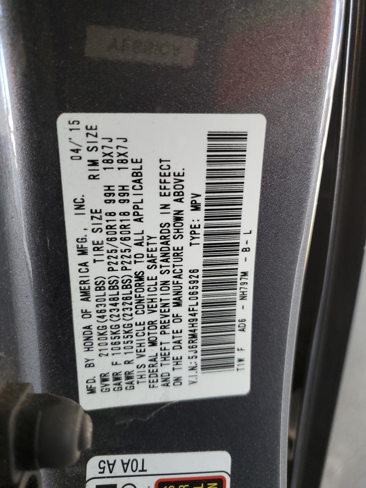 2015 Honda Cr-V Touring VIN: 5J6RM4H94FL065926 Lot: 82271945