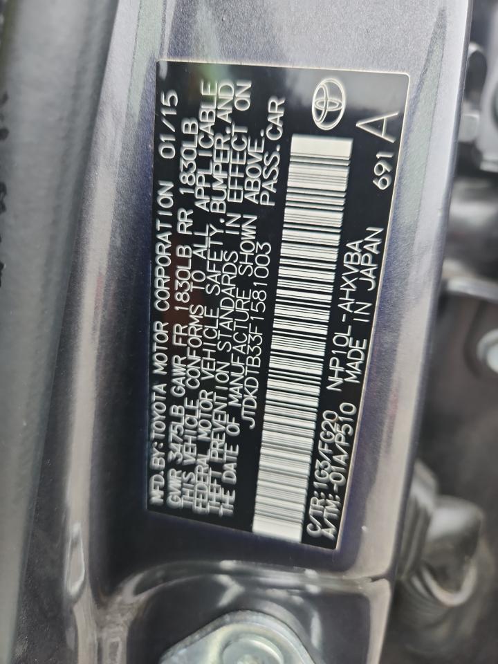 2015 Toyota Prius C VIN: JTDKDTB33F1581003 Lot: 81998745