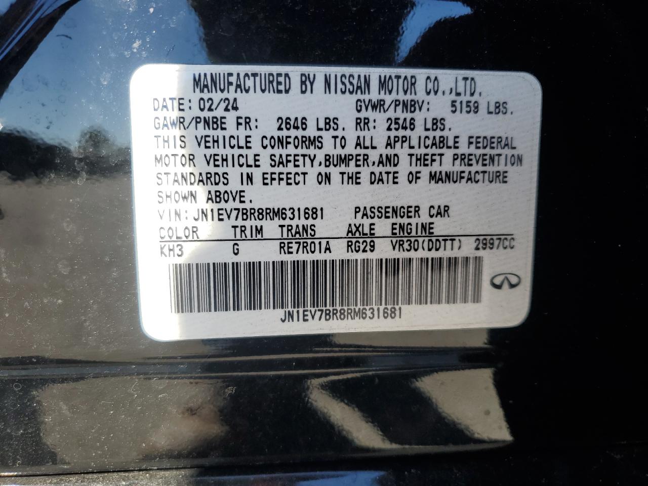 2024 Infiniti Q50 Luxe VIN: JN1EV7BR8RM631681 Lot: 86702295