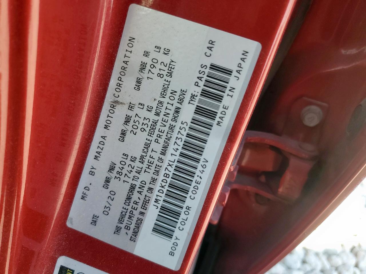 2020 Mazda Cx-3 Sport VIN: JM1DKDB7XL1473755 Lot: 81970555