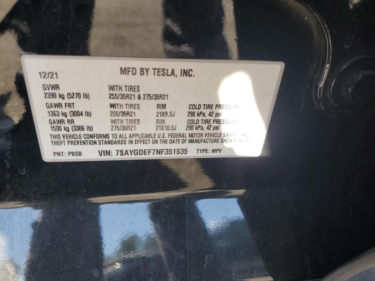 2022 Tesla Model Y VIN: 7SAYGDEF7NF351535 Lot: 82215665