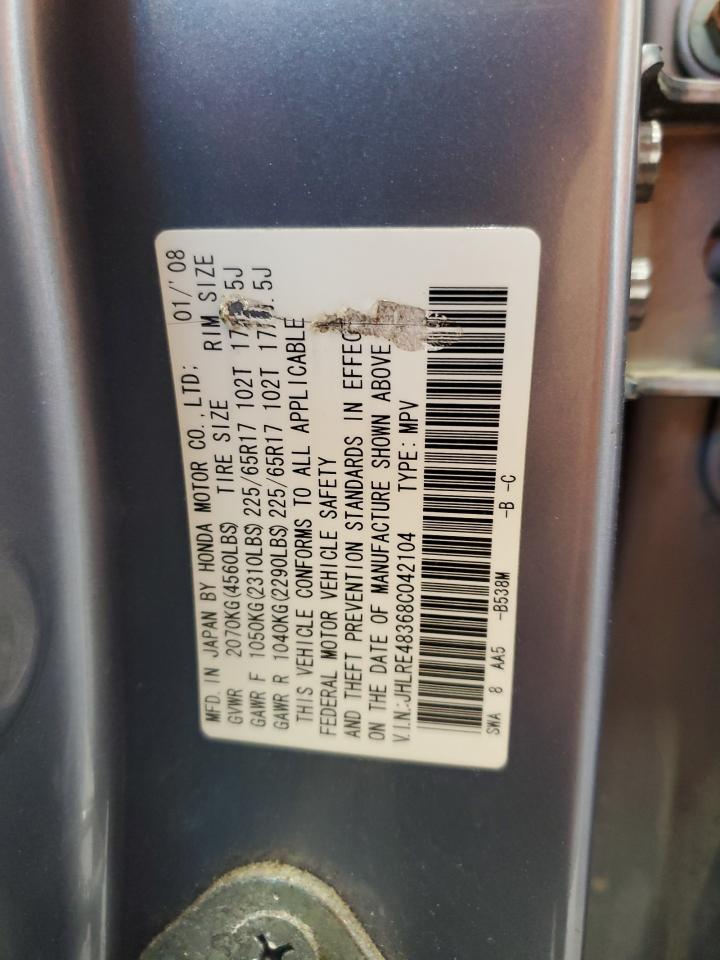 2008 Honda Cr-V Lx VIN: JHLRE48368C042104 Lot: 82180705