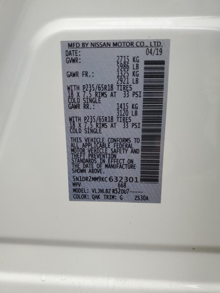 2019 Nissan Pathfinder S VIN: 5N1DR2MM9KC632301 Lot: 84648295