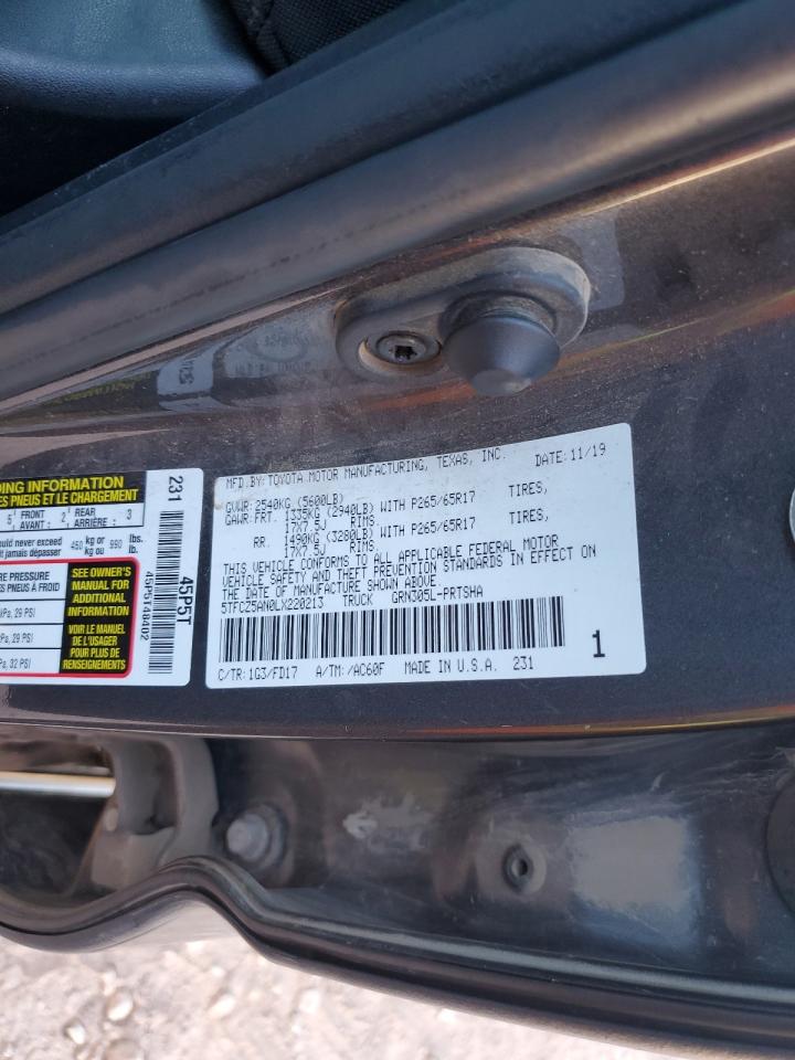 2020 Toyota Tacoma Double Cab VIN: 5TFCZ5AN0LX220213 Lot: 82211705