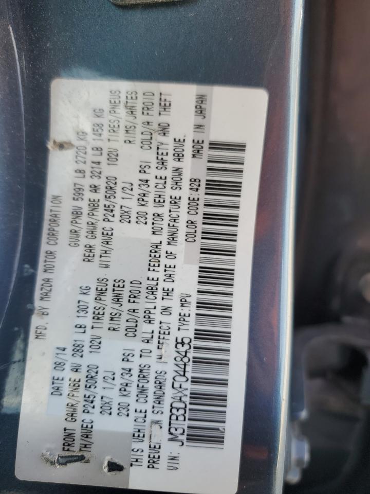 2015 Mazda Cx-9 Grand Touring VIN: JM3TB3DAXF0448435 Lot: 82202765