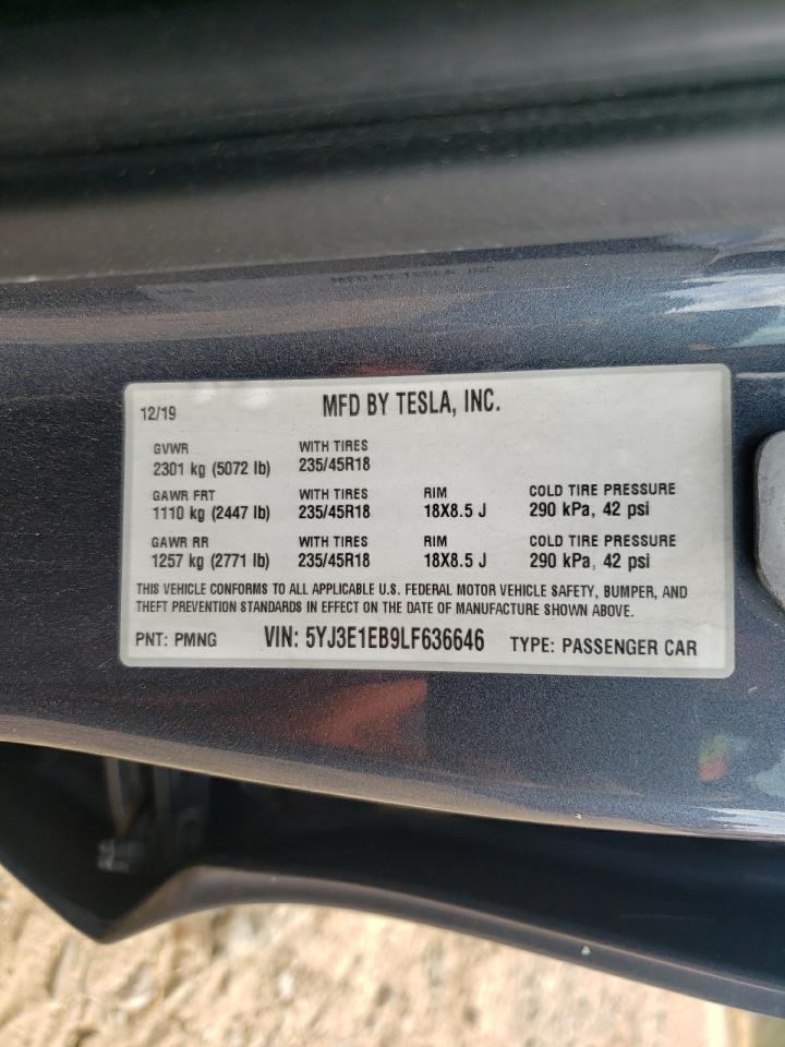 2020 Tesla Model 3 VIN: 5YJ3E1EB9LF636646 Lot: 82299385