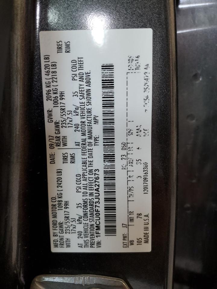 2018 Ford Escape S VIN: 1FMCU0F73JUA27673 Lot: 86707285