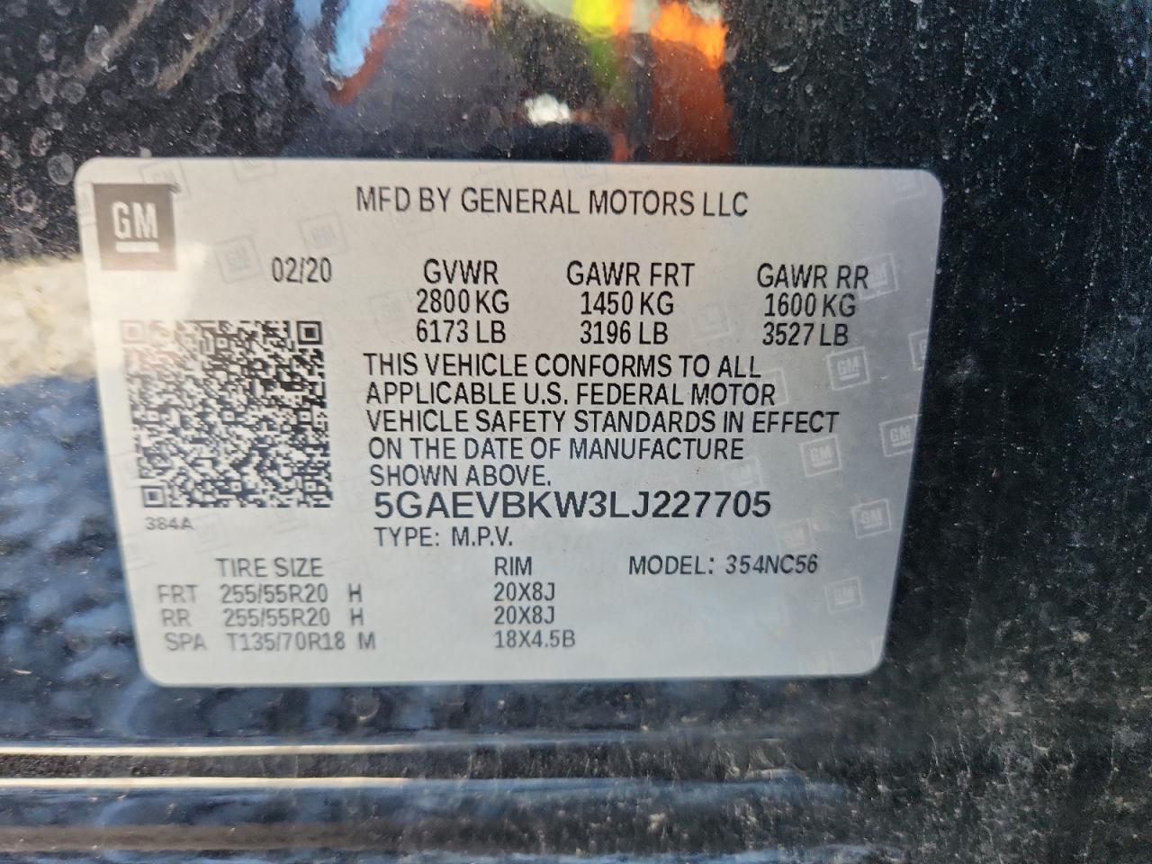 2020 Buick Enclave Premium VIN: 5GAEVBKW3LJ227705 Lot: 89846065