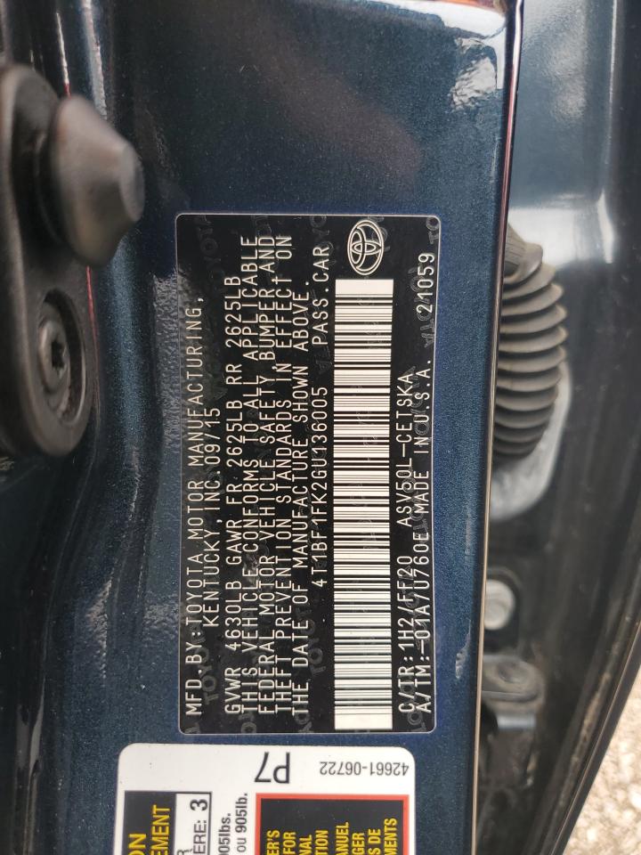 2016 Toyota Camry Le VIN: 4T1BF1FK2GU136005 Lot: 82233165