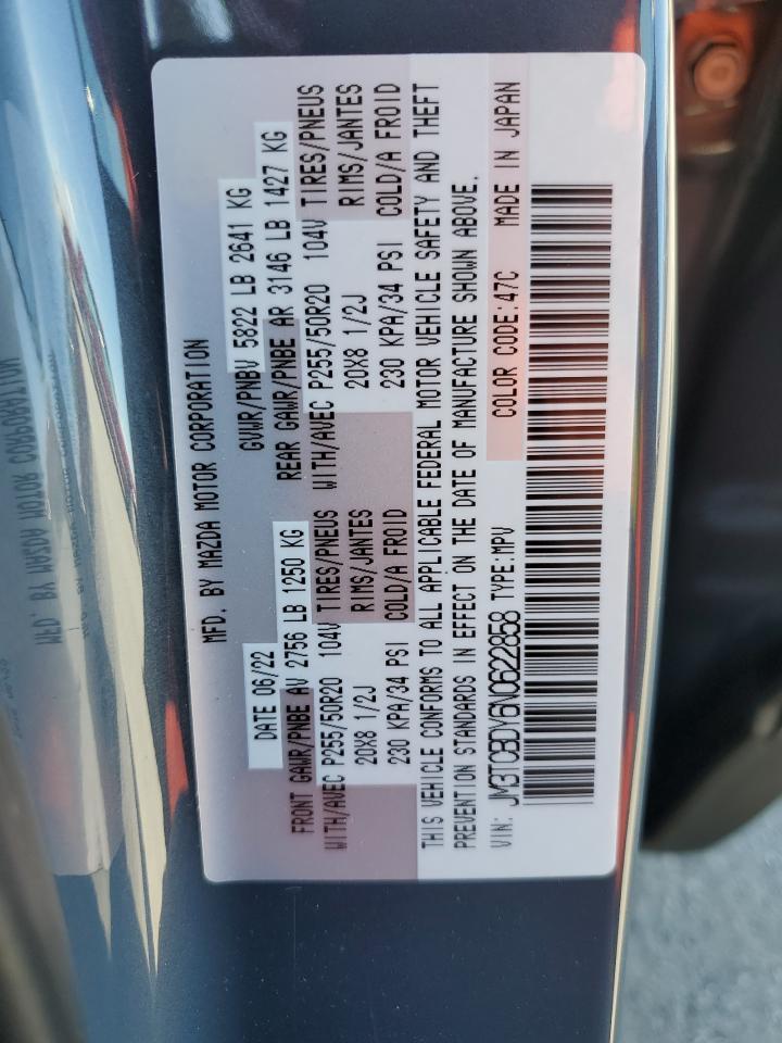 2022 Mazda Cx-9 Grand Touring VIN: JM3TCBDY6N0622858 Lot: 89471305