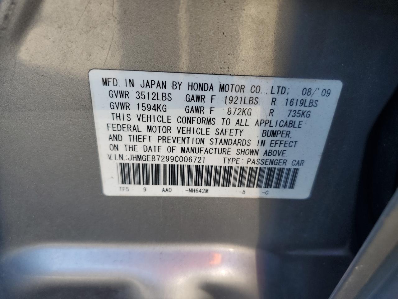 2009 Honda Fit VIN: JHMGE87299C006721 Lot: 84973745