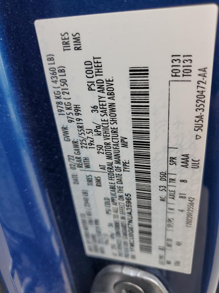 2022 Ford Escape Se VIN: 1FMCU0G67NUA35965 Lot: 85367785