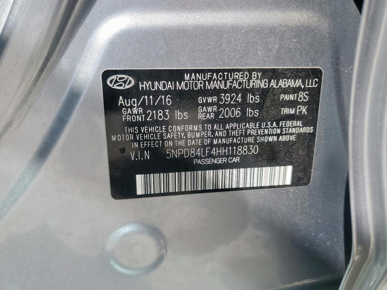 2017 Hyundai Elantra Se VIN: 5NPD84LF4HH118830 Lot: 85600125