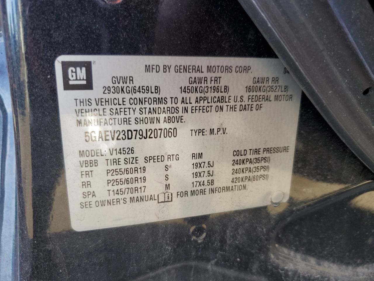 2009 Buick Enclave Cxl VIN: 5GAEV23D79J207060 Lot: 86273715